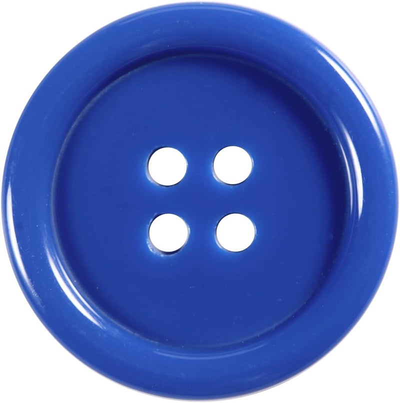 ninegridisland 60pcs Blue Buttons - 1inch Plastic Resin Flatback Large 4 Holes DIY Craft Sewing Buttons (25mm/1inch) - Image 1